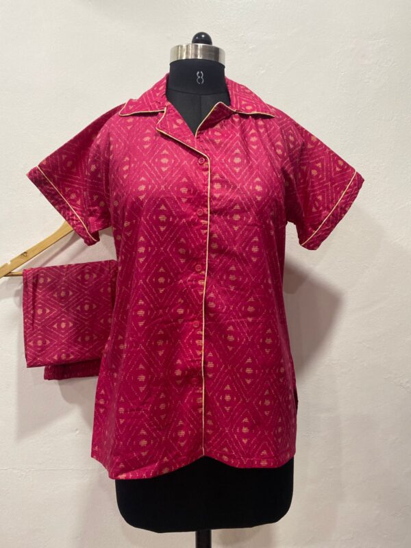 FULL OPEN BUTTON COTTON NIGHT DRESS