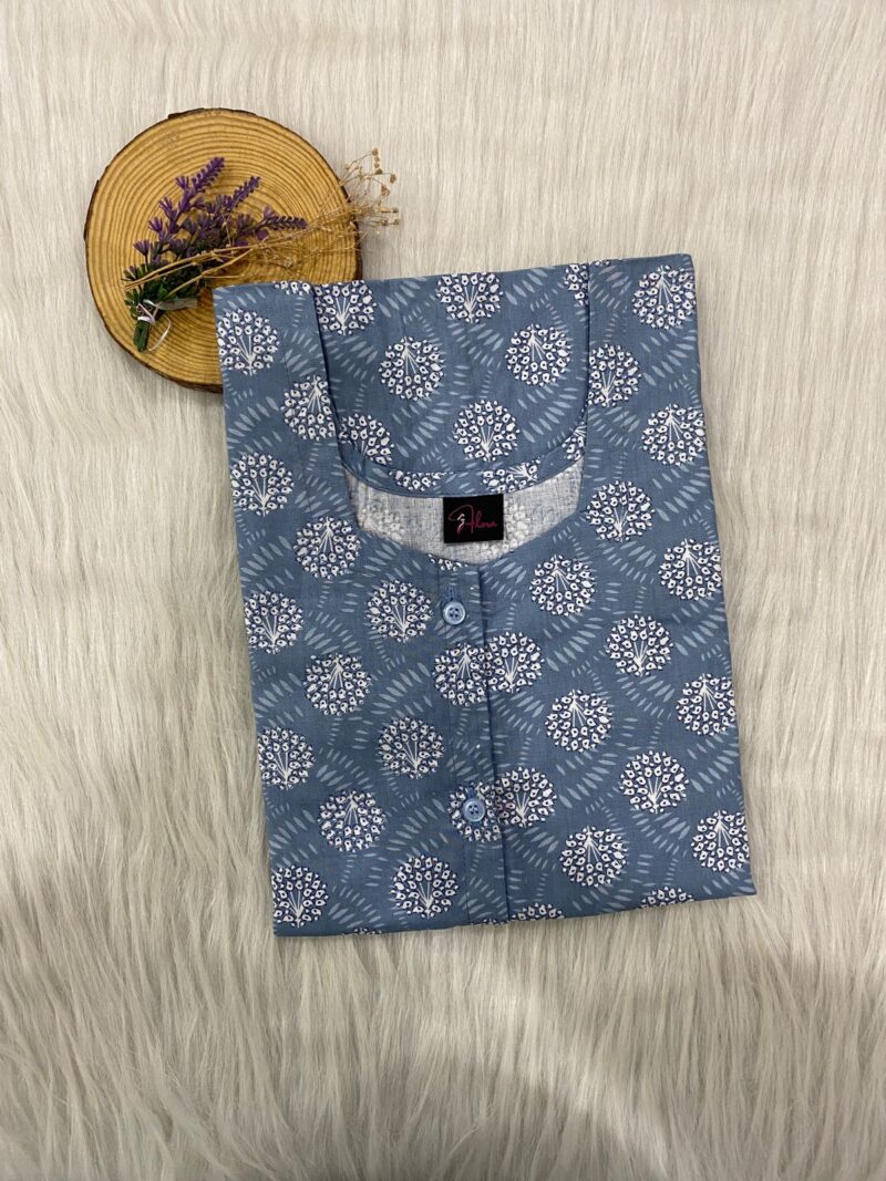 Pure Cotton Full Open Button Nighty