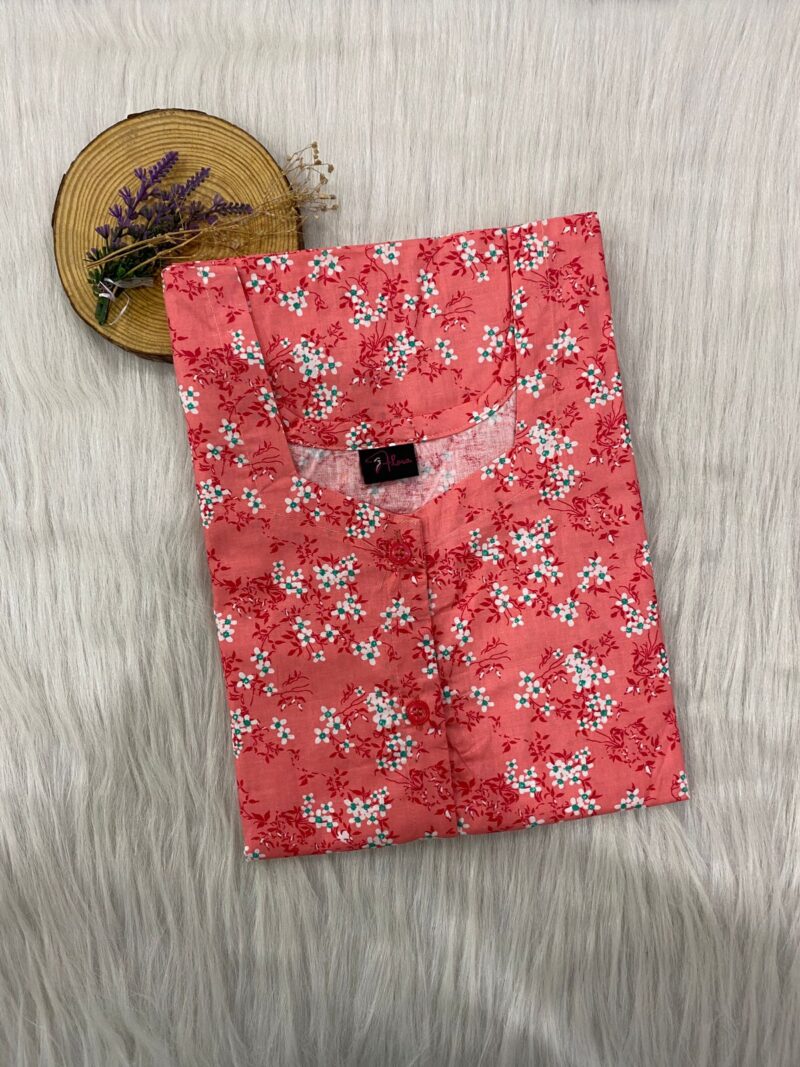 Pure Cotton Full Open Button Nighty