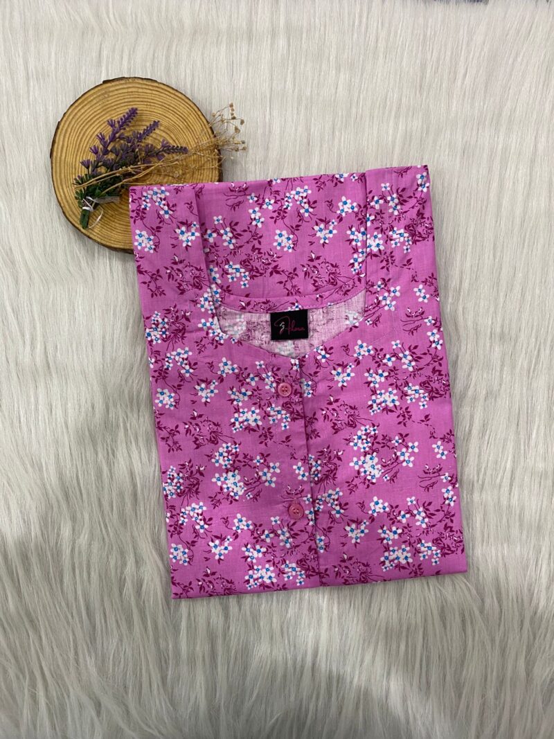 Pure Cotton Full Open Button Nighty