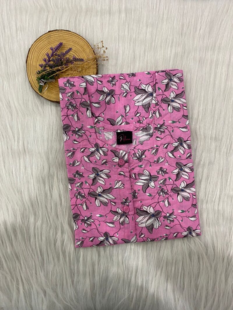 Pure Cotton Full Open Button Nighty