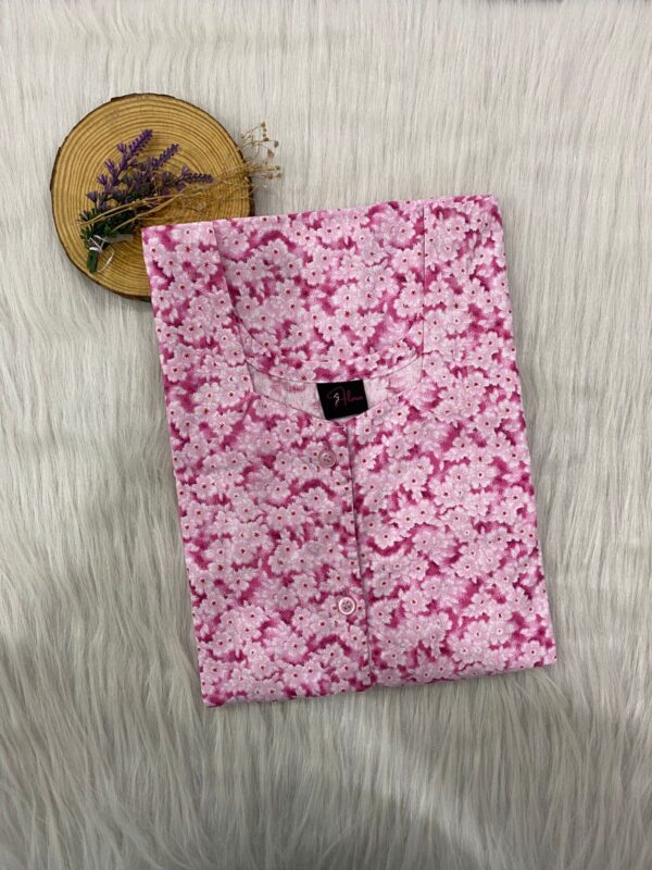 Pure Cotton Full Open Button Nighty