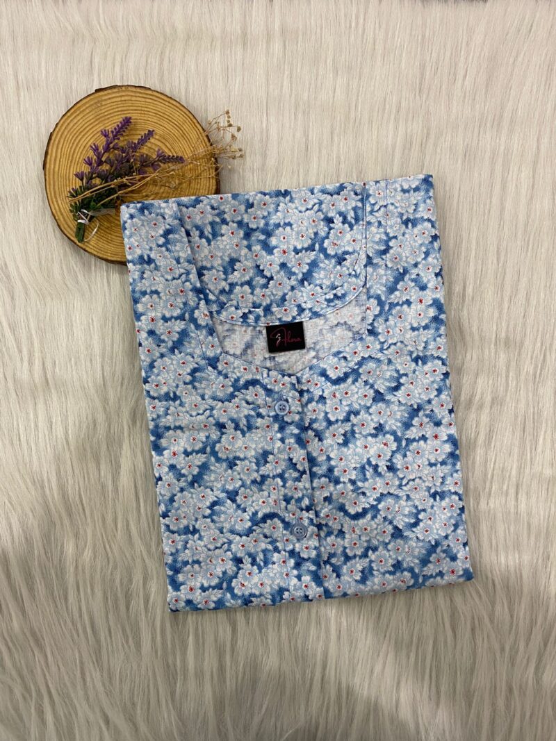 Pure Cotton Full Open Button Nighty