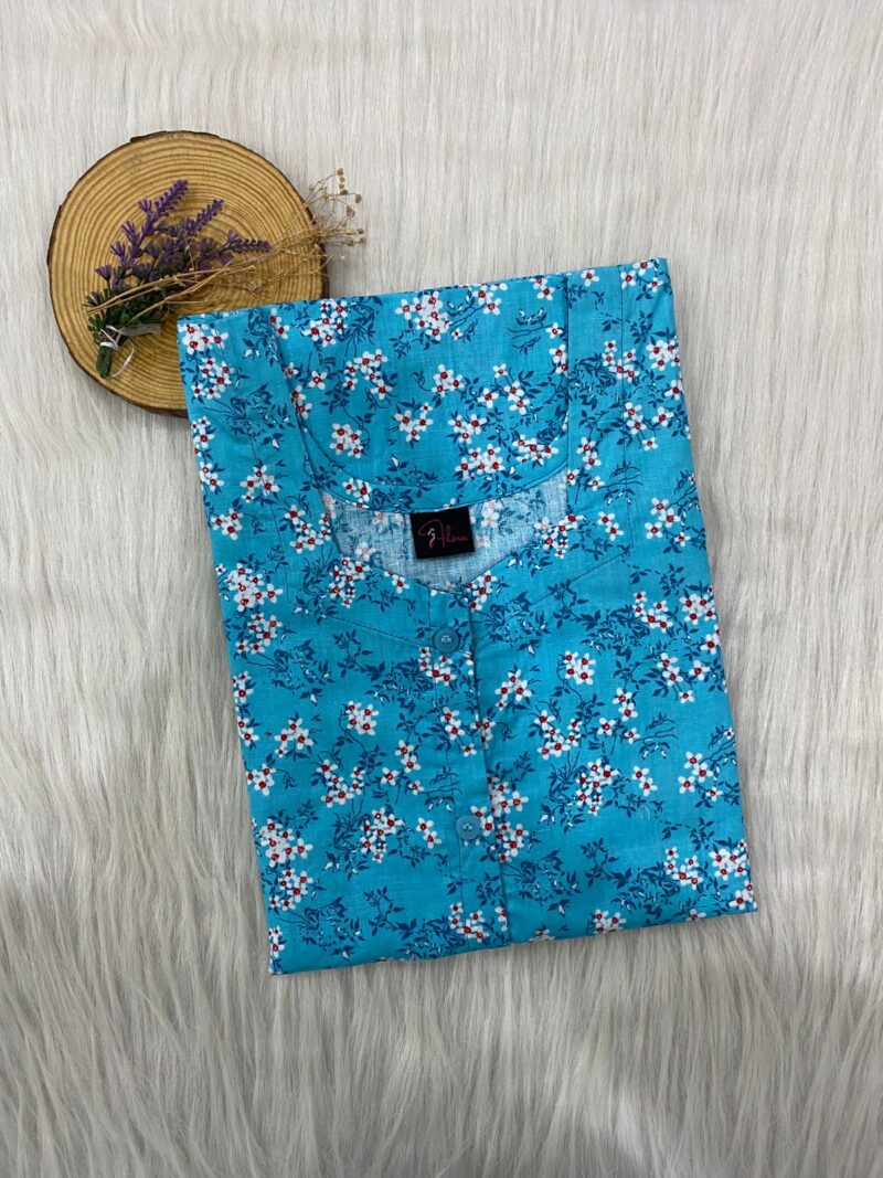 Pure Cotton Full Open Button Nighty