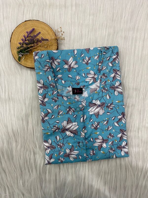 Pure Cotton Full Open Button Nighty