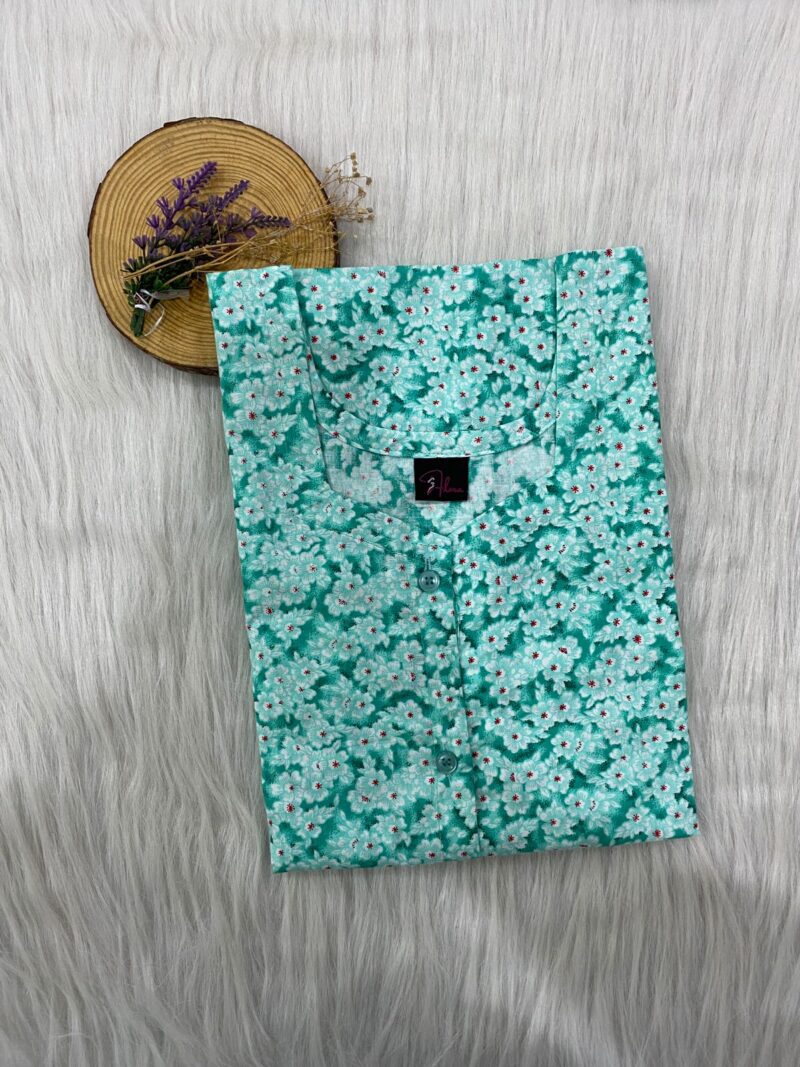 Pure Cotton Full Open Button Nighty