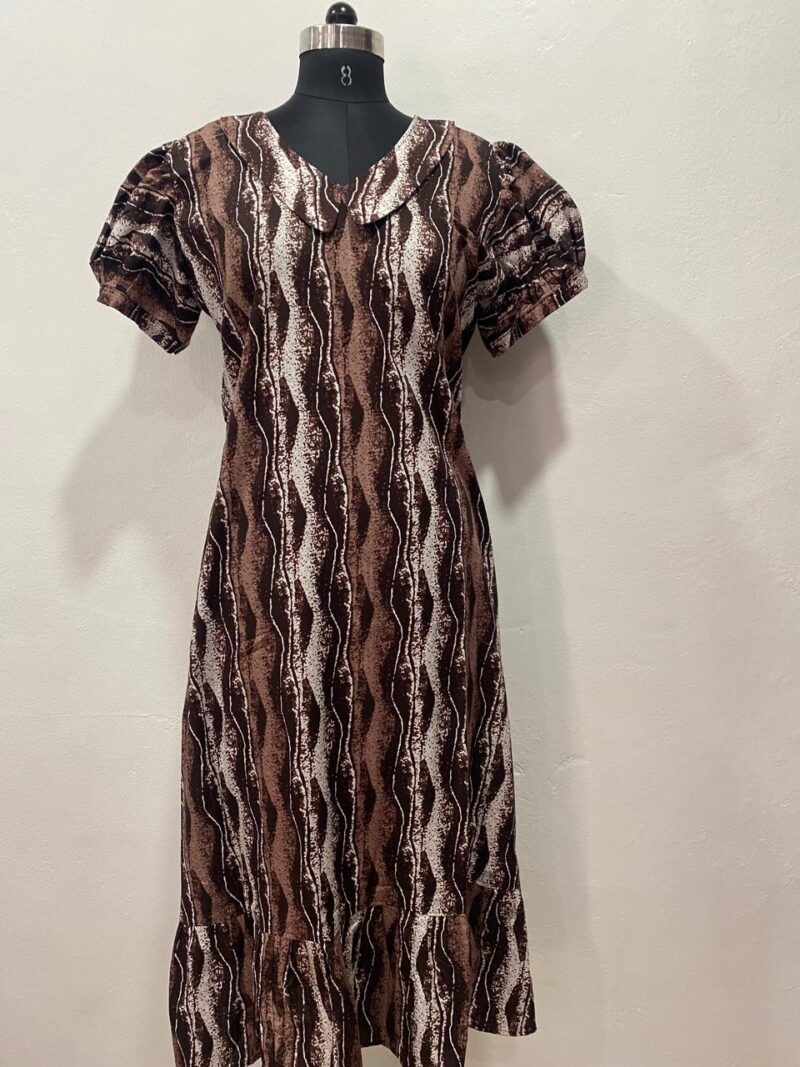 COTTON NON-FEEDING FROCK NIGHTY WITH PETER PAN COLLAR & PUFF SLEEVE