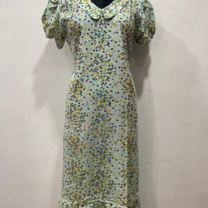 COTTON NON-FEEDING FROCK NIGHTY WITH PETER PAN COLLAR & PUFF SLEEVE