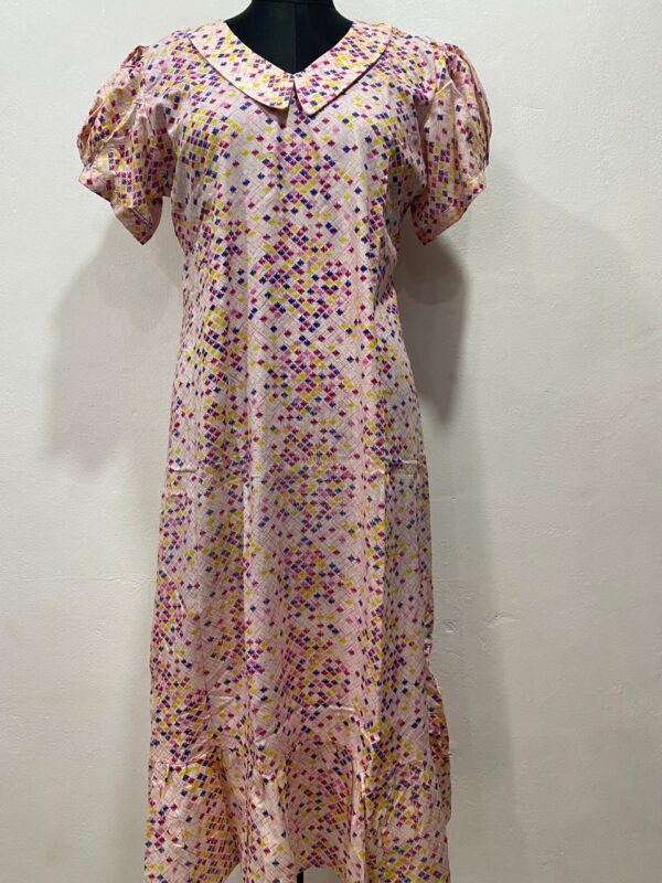 COTTON NON-FEEDING FROCK NIGHTY WITH PETER PAN COLLAR & PUFF SLEEVE