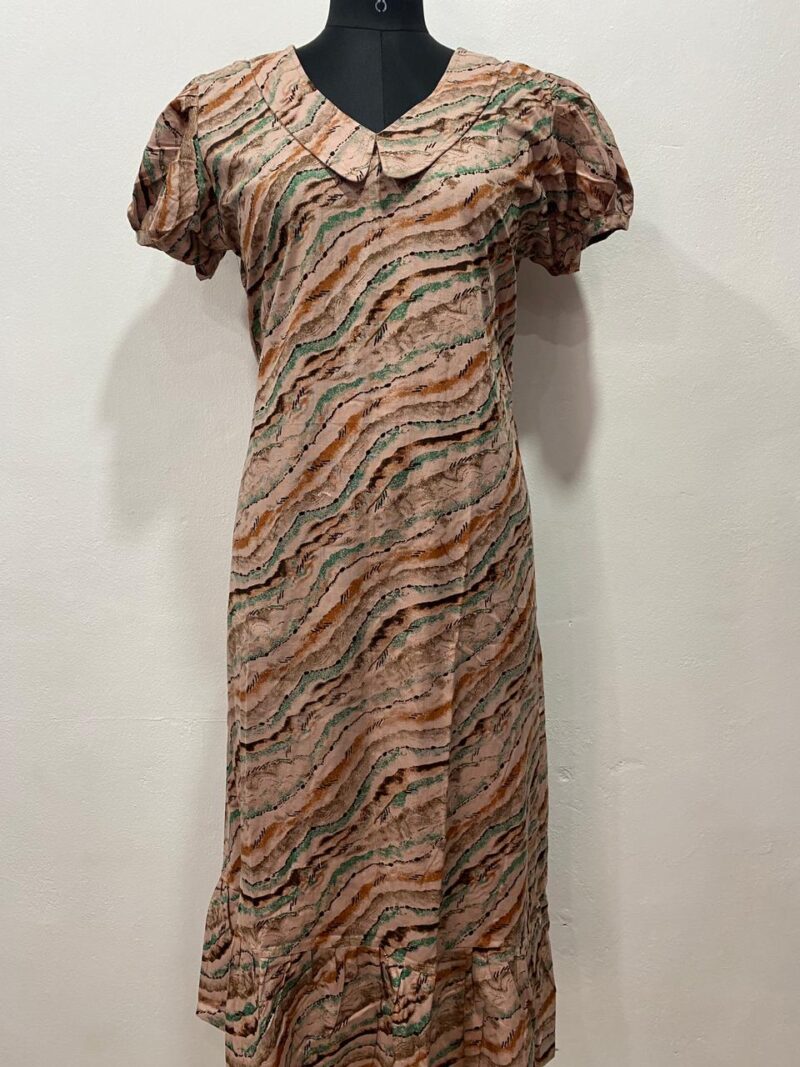 COTTON NON-FEEDING FROCK NIGHTY WITH PETER PAN COLLAR & PUFF SLEEVE