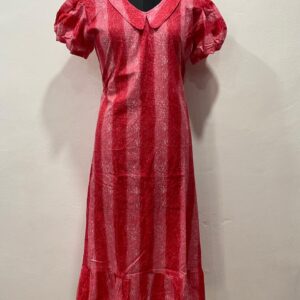 COTTON NON-FEEDING FROCK NIGHTY WITH PETER PAN COLLAR & PUFF SLEEVE