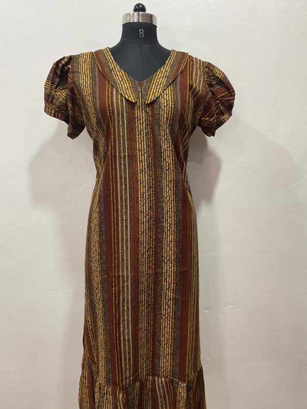 COTTON NON-FEEDING FROCK NIGHTY WITH PETER PAN COLLAR & PUFF SLEEVE