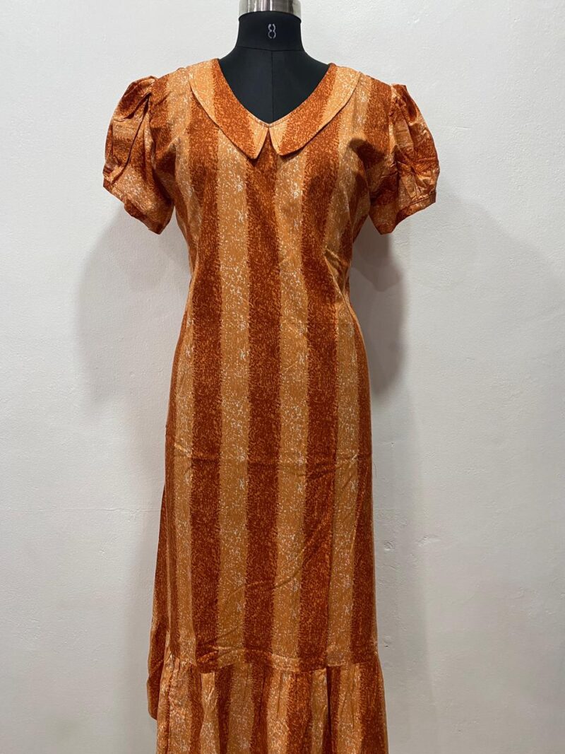 COTTON NON-FEEDING FROCK NIGHTY WITH PETER PAN COLLAR & PUFF SLEEVE