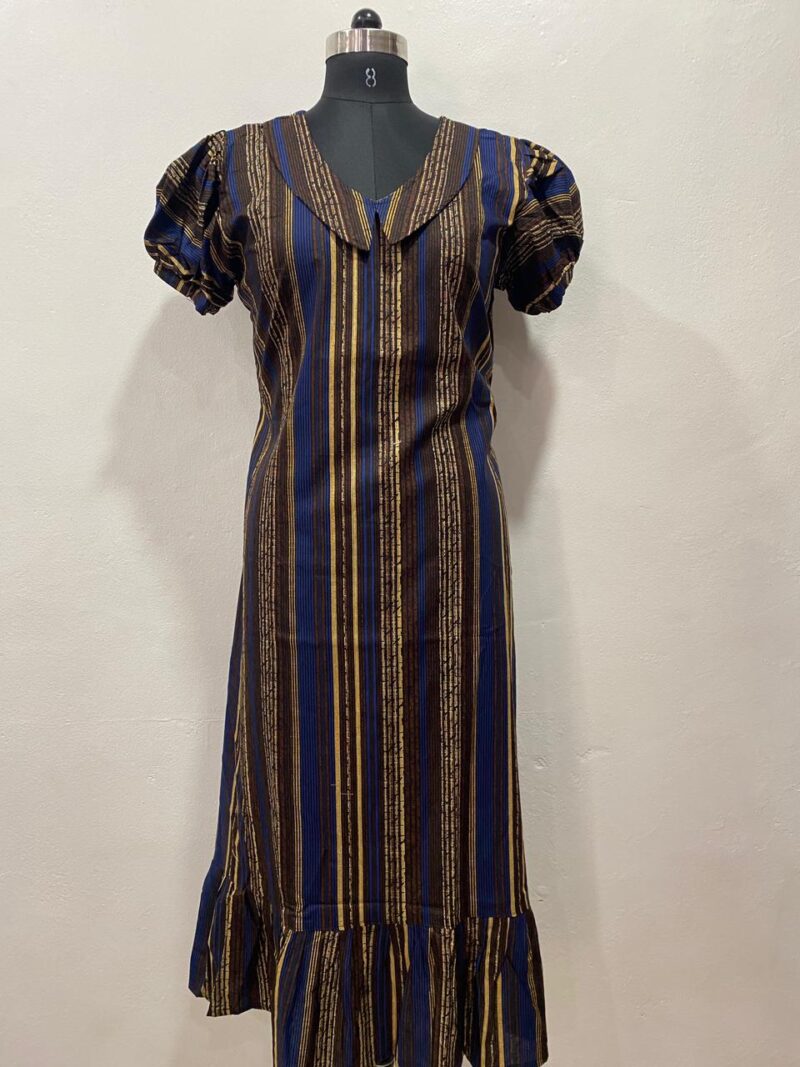 COTTON NON-FEEDING FROCK NIGHTY WITH PETER PAN COLLAR & PUFF SLEEVE