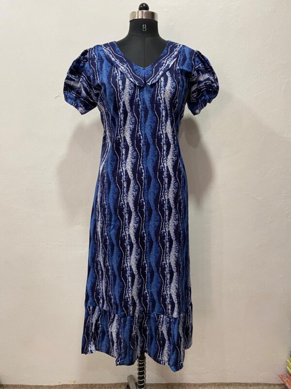 COTTON NON-FEEDING FROCK NIGHTY WITH PETER PAN COLLAR & PUFF SLEEVE
