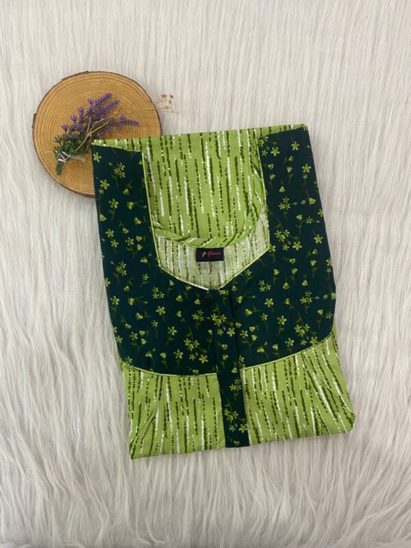 Cotton Feeding Nighty With Two Side Vertical Zip and Single Centre Zip