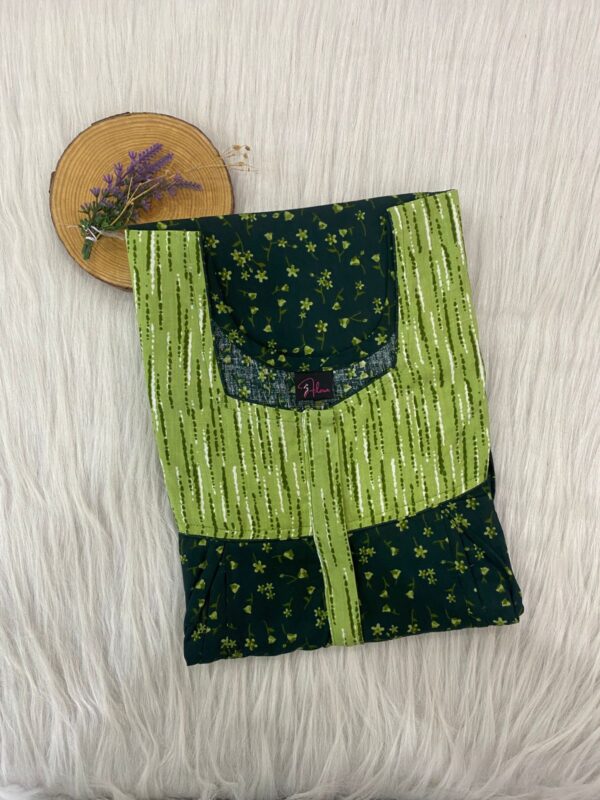 Cotton Feeding Nighty With Two Side Vertical Zip and Single Centre Zip