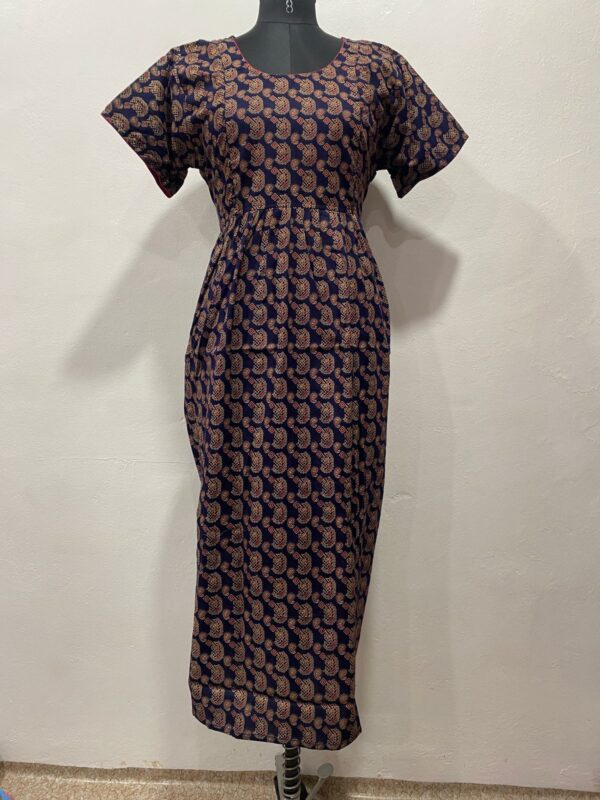 AJRAKH COTTON FEEDING FROCK WITH SIDE POCKET