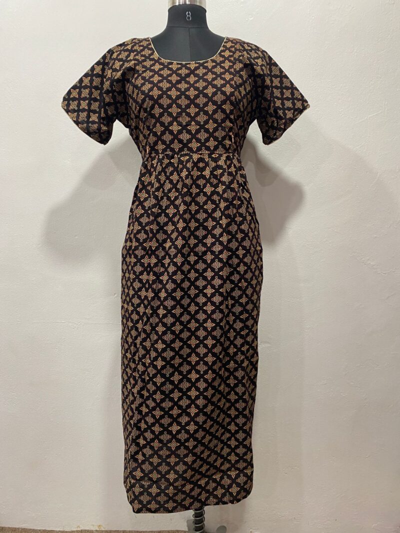 AJRAKH COTTON FEEDING FROCK WITH SIDE POCKET