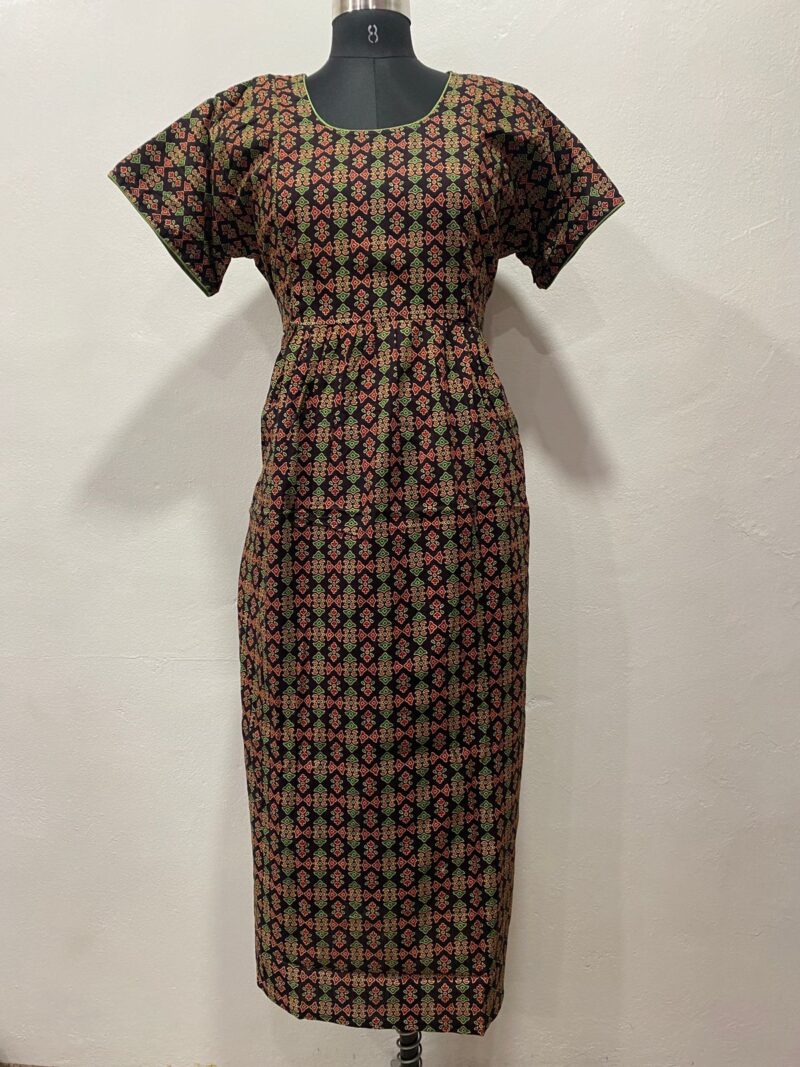 AJRAKH COTTON FEEDING FROCK WITH SIDE POCKET