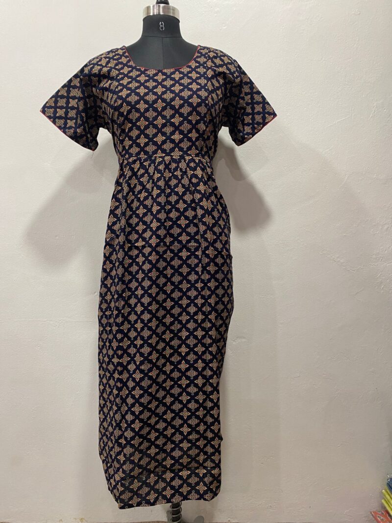 AJRAKH COTTON FEEDING FROCK WITH SIDE POCKET