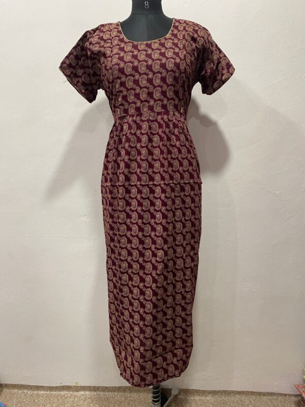 AJRAKH COTTON FEEDING FROCK WITH SIDE POCKET