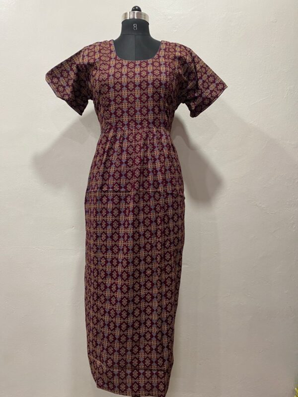 AJRAKH COTTON FEEDING FROCK WITH SIDE POCKET