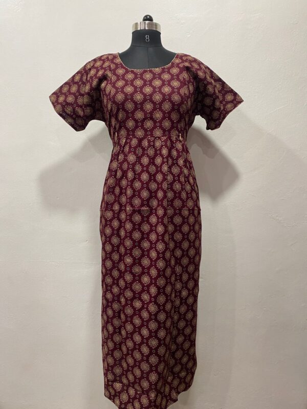 AJRAKH COTTON FEEDING FROCK WITH SIDE POCKET