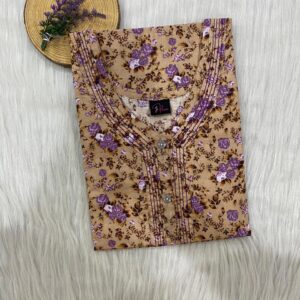 Pure Cotton Neck Thread Work Nighty