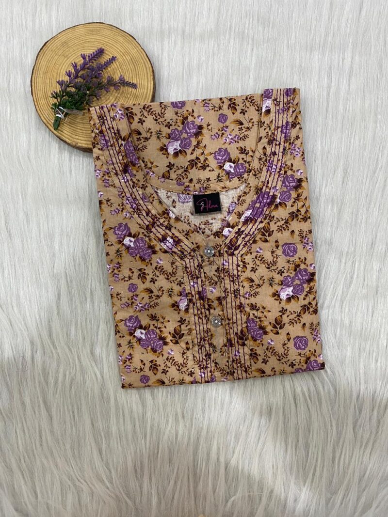 Pure Cotton Neck Thread Work Nighty