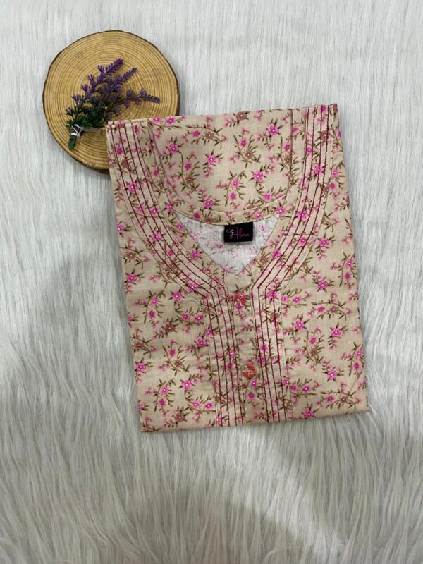 Pure Cotton Neck Thread Work Nighty