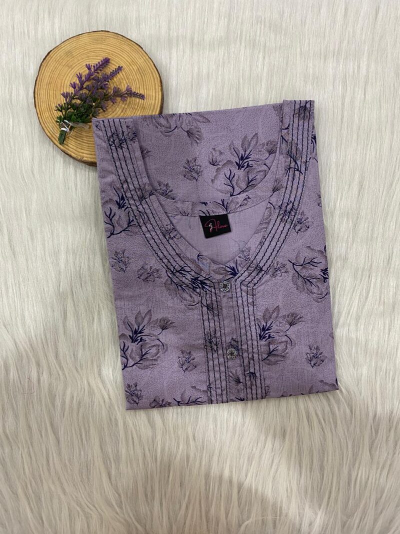 Pure Cotton Neck Thread Work Nighty