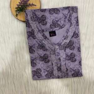 Pure Cotton Neck Thread Work Nighty