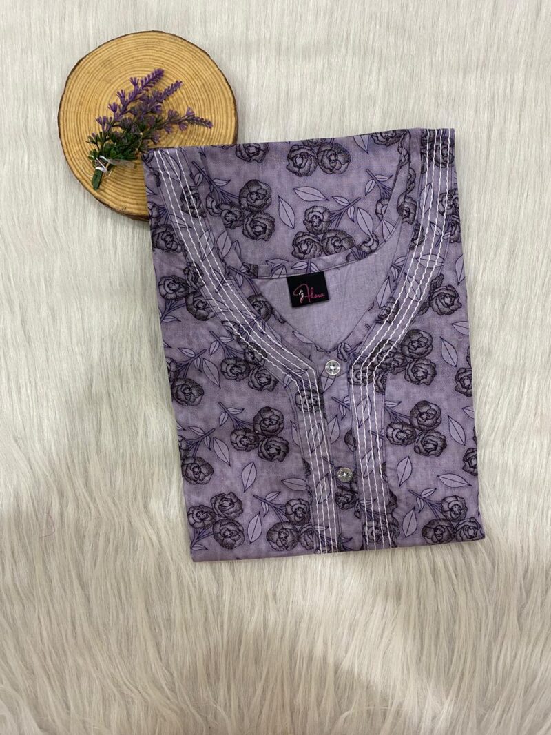 Pure Cotton Neck Thread Work Nighty