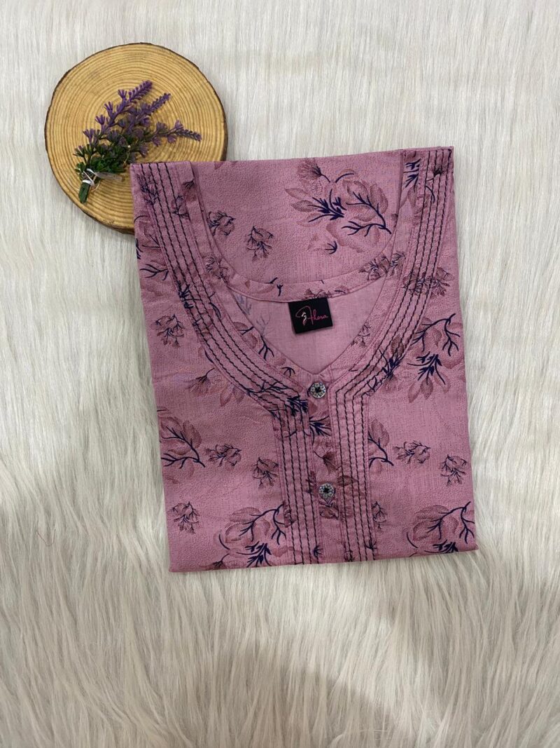 Pure Cotton Neck Thread Work Nighty