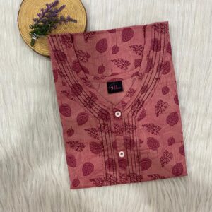 Pure Cotton Neck Thread Work Nighty