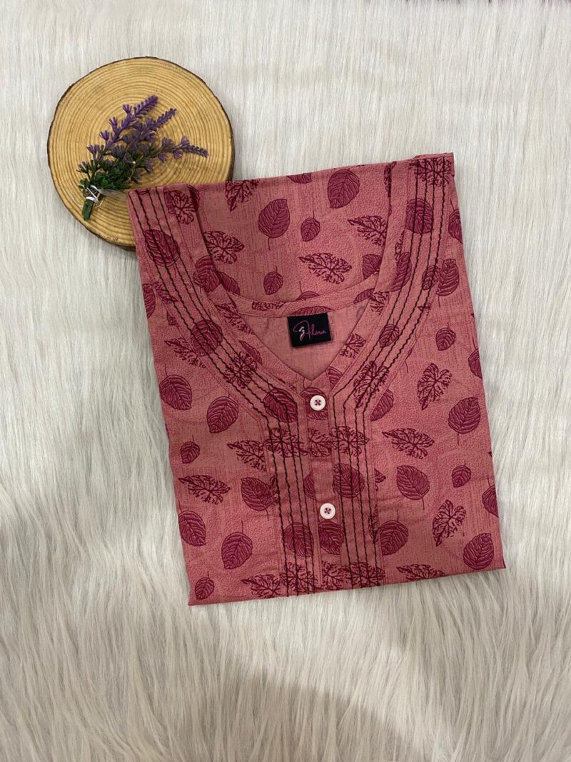 Pure Cotton Neck Thread Work Nighty