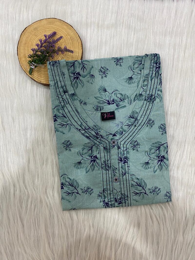 Pure Cotton Neck Thread Work Nighty