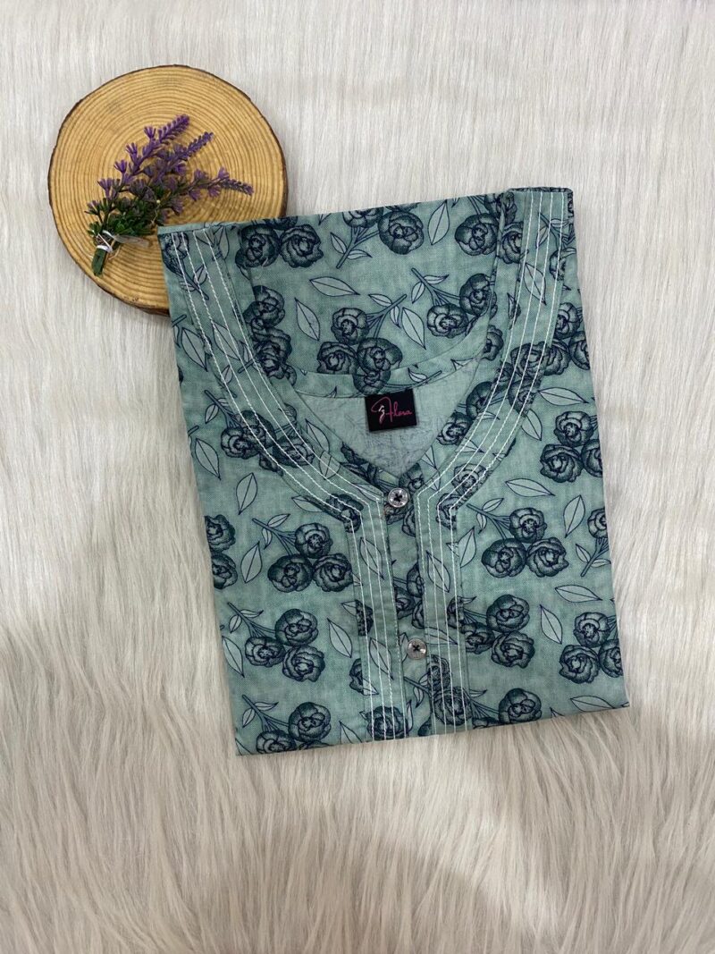 Pure Cotton Neck Thread Work Nighty