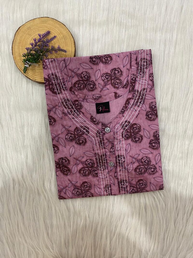 Pure Cotton Neck Thread Work Nighty