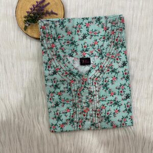 Pure Cotton Neck Thread Work Nighty