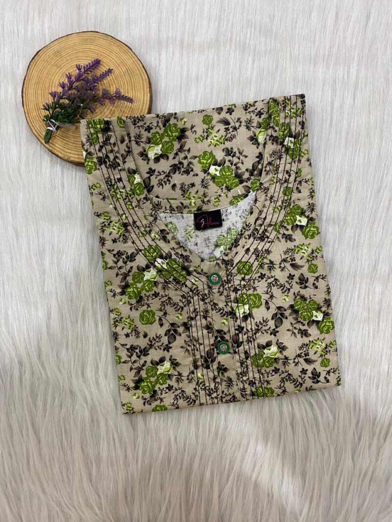 Pure Cotton Neck Thread Work Nighty