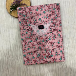 Pure Cotton Neck Thread Work Nighty
