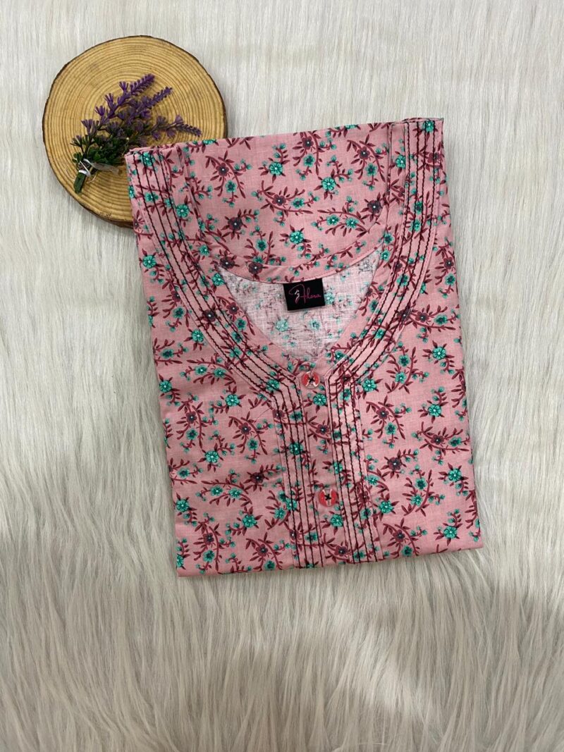 Pure Cotton Neck Thread Work Nighty