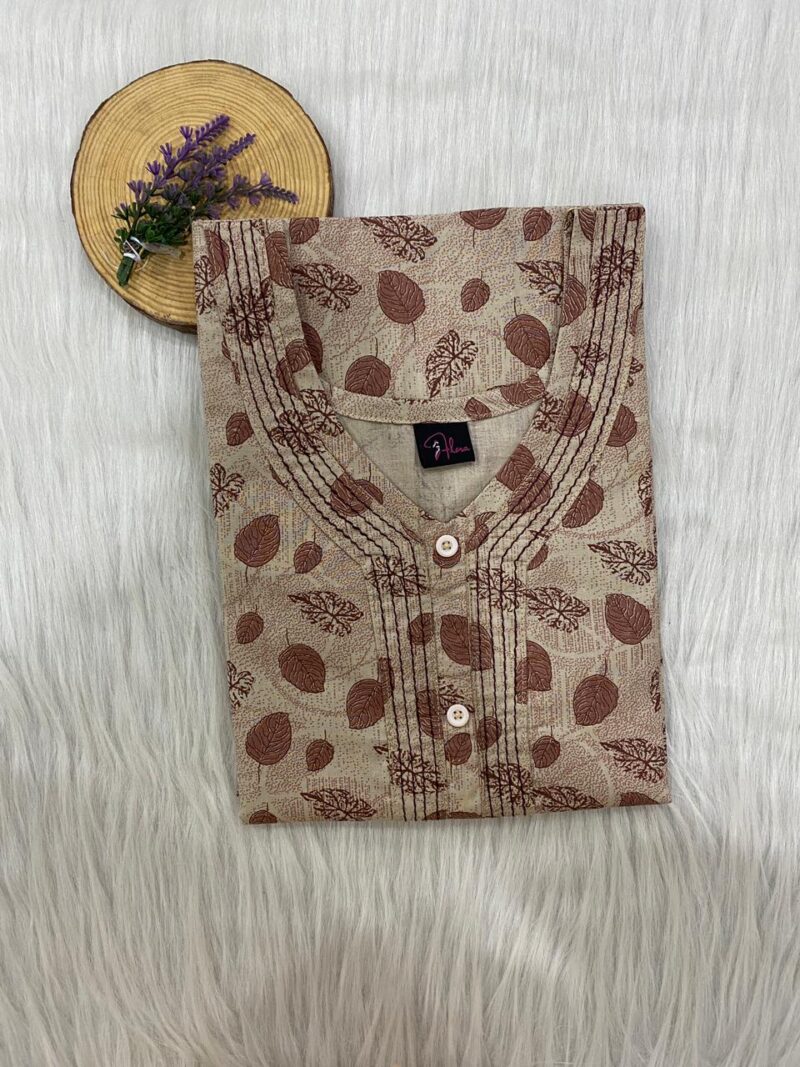 Pure Cotton Neck Thread Work Nighty