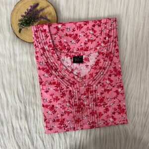 Pure Cotton Neck Thread Work Nighty