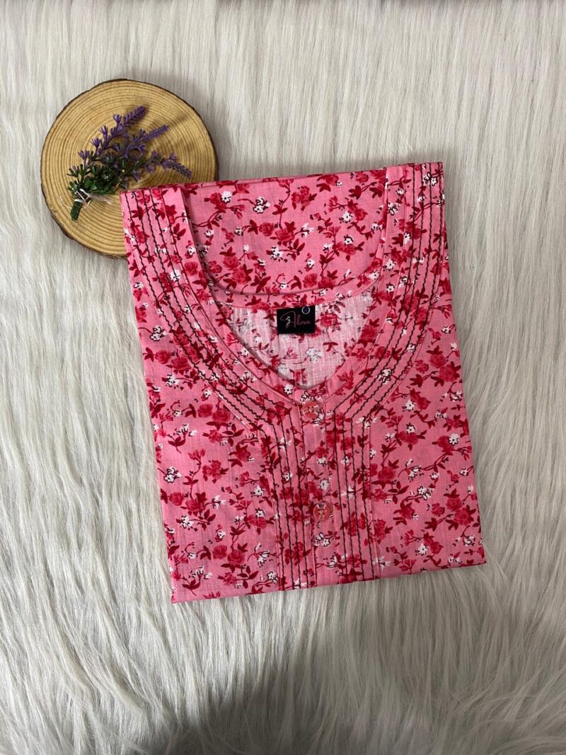 Pure Cotton Neck Thread Work Nighty