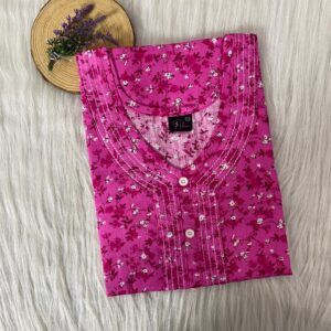 Pure Cotton Neck Thread Work Nighty