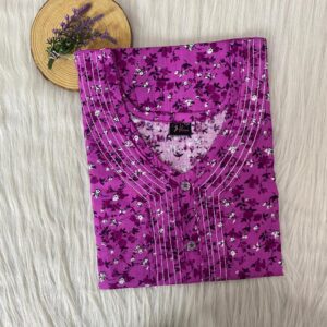 Pure Cotton Neck Thread Work Nighty