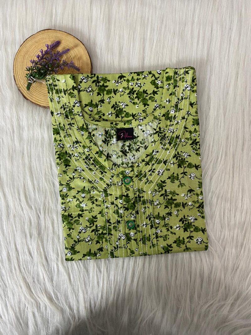 Pure Cotton Neck Thread Work Nighty